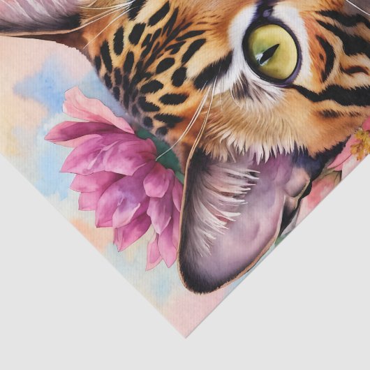 Bengalen Kat Bloemen Portret Kunst Tissuepapier (Detail)
