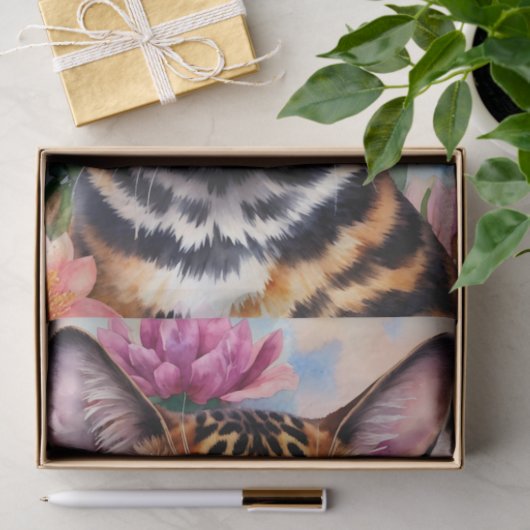 Bengalen Kat Bloemen Portret Kunst Tissuepapier (Geschenk)