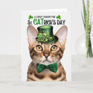 Bengalen Kat Grappig St. CATrick's Day Lucky Charm Feestdagen Kaart