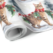 Bengalen Kat in Sneeuw Kerstmis Cadeaupapier (Rol Hoek)