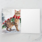 Bengalen Kat in Sneeuw Kerstmis Kaart (Binnen)