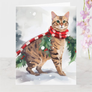 Bengalen Kat in Sneeuw Kerstmis Kaart