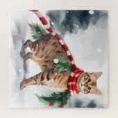Bengalen Kat in Sneeuw Kerstmis Legpuzzel (Horizontaal)