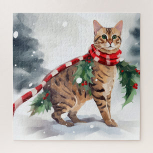 Bengalen Kat in Sneeuw Kerstmis Legpuzzel