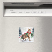 Bengalen Kat in Sneeuw Kerstmis Magneet (Insitu (Vaatwasser))