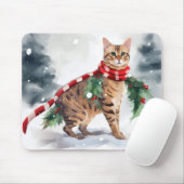 Bengalen Kat in Sneeuw Kerstmis Muismat (Met muis)