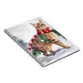 Bengalen Kat in Sneeuw Kerstmis Notitieboek (Rechterzijde)