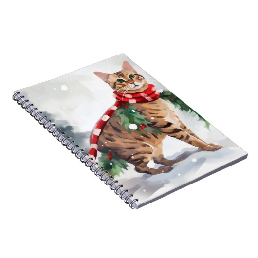 Bengalen Kat in Sneeuw Kerstmis Notitieboek (Rechterzijde)