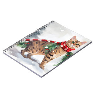 Bengalen Kat in Sneeuw Kerstmis Notitieboek