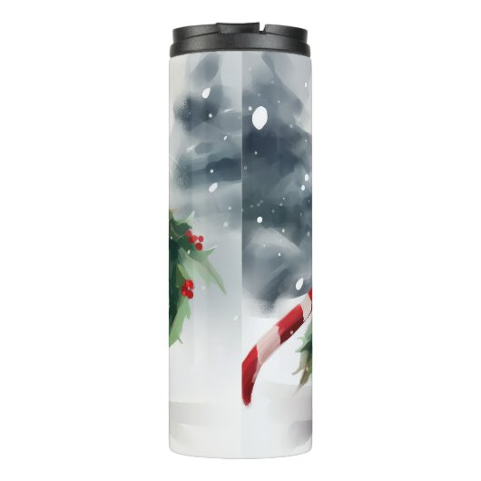 Bengalen Kat in Sneeuw Kerstmis Thermosbeker (Achterkant)