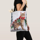 Bengalen Kat in Sneeuw Kerstmis Tote Bag (Dichtbij)