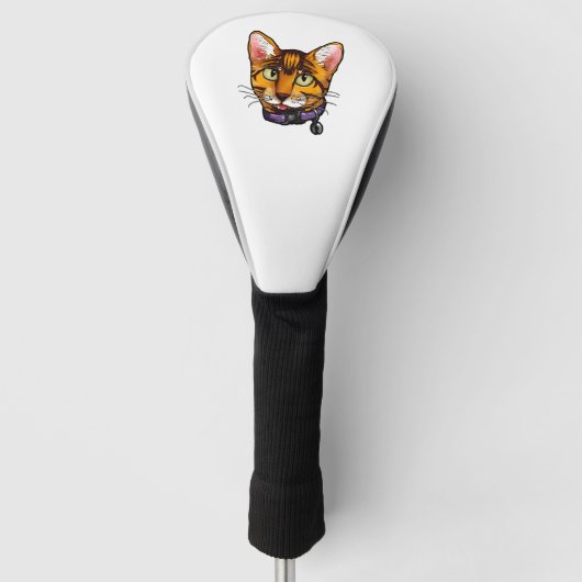 Bengalen kat Katten Kat Cartoon Gezicht Liefde lie Golfheadcover (Voorkant)