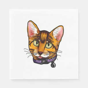 Bengalen kat Katten Kat Cartoon Gezicht Liefde lie Servet