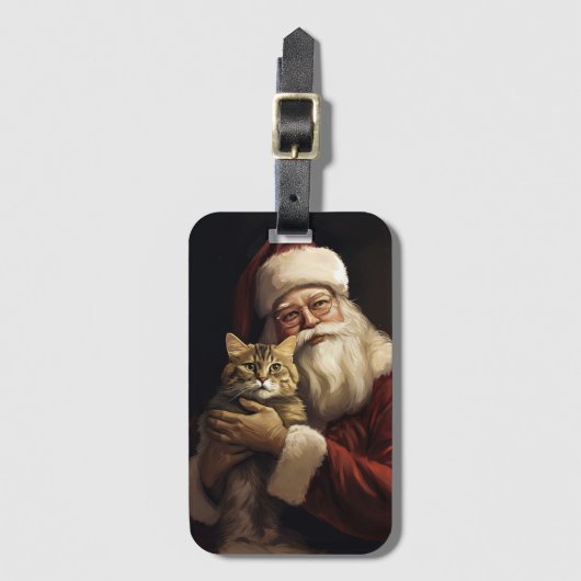 Bengalen Kat met Sinterklaas Feestelijke Kerstmis Bagagelabel (Voorkant (verticaal))