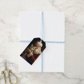 Bengalen Kat met Sinterklaas Feestelijke Kerstmis Cadeaulabel (Met Touw)