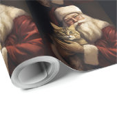 Bengalen Kat met Sinterklaas Feestelijke Kerstmis Cadeaupapier (Rol Hoek)