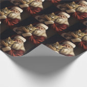 Bengalen Kat met Sinterklaas Feestelijke Kerstmis Cadeaupapier (Hoek)