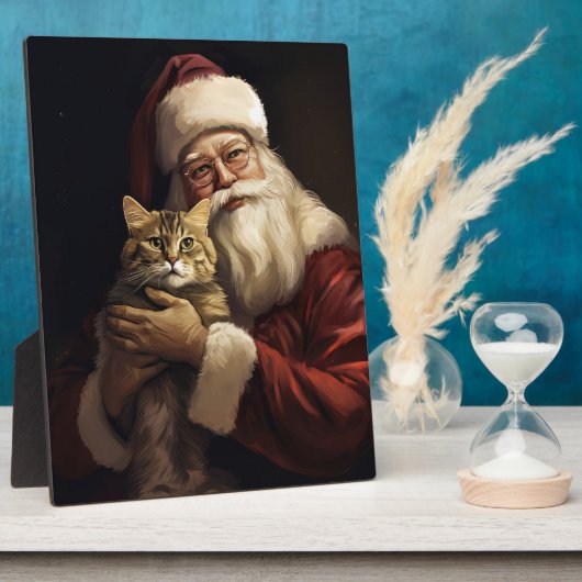 Bengalen Kat met Sinterklaas Feestelijke Kerstmis Fotoplaat (Zijkant)