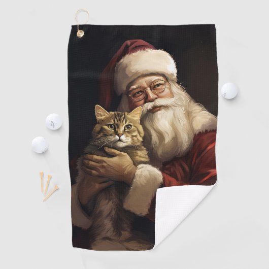 Bengalen Kat met Sinterklaas Feestelijke Kerstmis Golfhanddoek (Insitu)