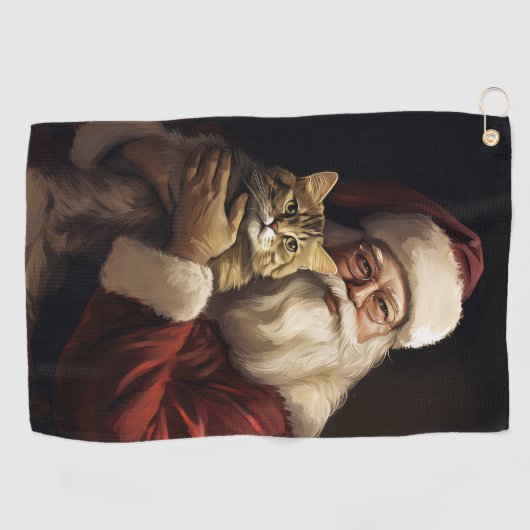 Bengalen Kat met Sinterklaas Feestelijke Kerstmis Golfhanddoek (Horizontaal)