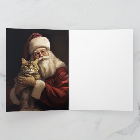 Bengalen Kat met Sinterklaas Feestelijke Kerstmis Kaart (Binnen)