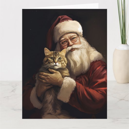 Bengalen Kat met Sinterklaas Feestelijke Kerstmis Kaart (Voorkant)