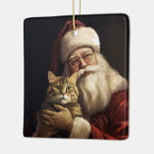 Bengalen Kat met Sinterklaas Feestelijke Kerstmis Keramisch Ornament (Links)