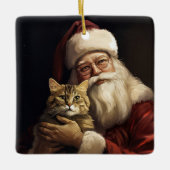 Bengalen Kat met Sinterklaas Feestelijke Kerstmis Keramisch Ornament (Voorkant)