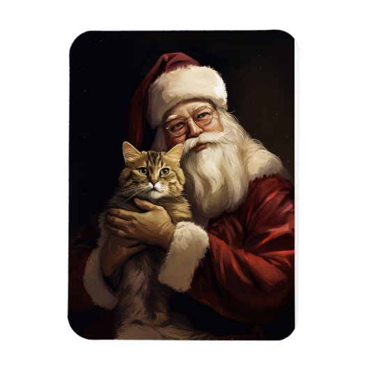 Bengalen Kat met Sinterklaas Feestelijke Kerstmis Magneet (Verticaal)