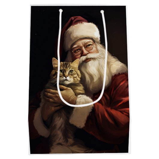Bengalen Kat met Sinterklaas Feestelijke Kerstmis Medium Cadeauzakje (Achterkant)