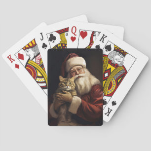 Bengalen Kat met Sinterklaas Feestelijke Kerstmis Pokerkaarten