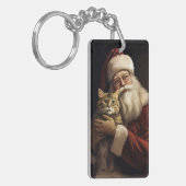 Bengalen Kat met Sinterklaas Feestelijke Kerstmis Sleutelhanger (Voorkant Links)