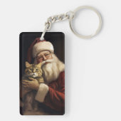 Bengalen Kat met Sinterklaas Feestelijke Kerstmis Sleutelhanger (achterkant)