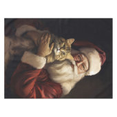 Bengalen Kat met Sinterklaas Feestelijke Kerstmis Tafelkleed (Voorkant (Horizontaal))