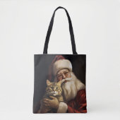 Bengalen Kat met Sinterklaas Feestelijke Kerstmis Tote Bag (Voorkant)