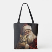 Bengalen Kat met Sinterklaas Feestelijke Kerstmis Tote Bag (Achterkant)