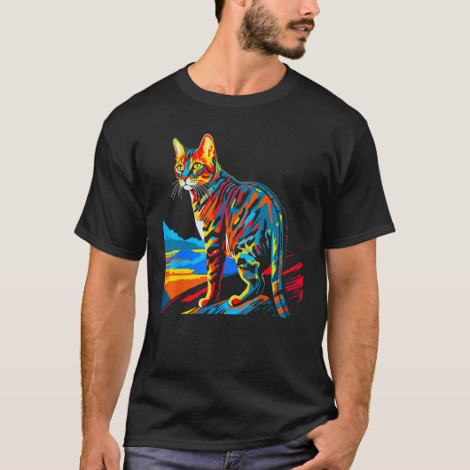 Bengalen Kat Pop Kunst T-shirt (Voorkant)