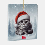 Bengalen Kat Sneeuwachtige Kerstmis Keramisch Ornament (Rechts)