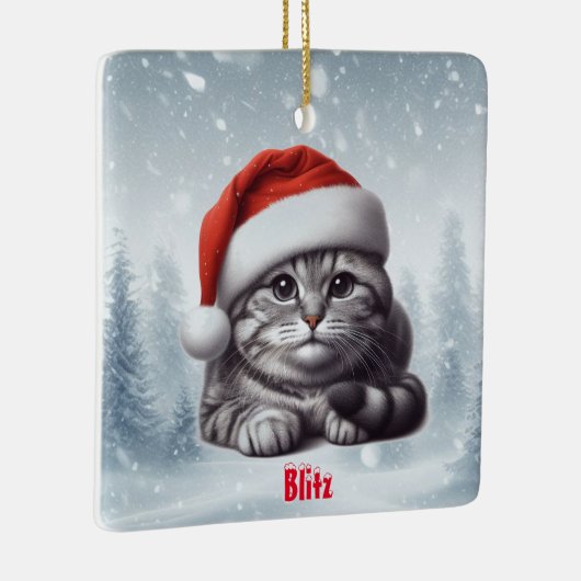 Bengalen Kat Sneeuwachtige Kerstmis Keramisch Ornament (Rechts)