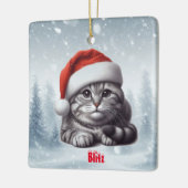 Bengalen Kat Sneeuwachtige Kerstmis Keramisch Ornament (Links)