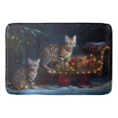 Bengalen Kat Snowy Sleigh Ride Kerstmisdecor Badmat (Voorkant)