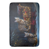 Bengalen Kat Snowy Sleigh Ride Kerstmisdecor Badmat (Voorkant Verticaal)