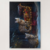 Bengalen Kat Snowy Sleigh Ride Kerstmisdecor Legpuzzel (Verticaal)
