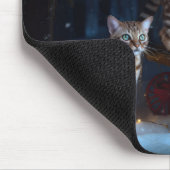 Bengalen Kat Snowy Sleigh Ride Kerstmisdecor Muismat (Hoek)