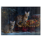 Bengalen Kat Snowy Sleigh Ride Kerstmisdecor Snijplank (Voorkant)