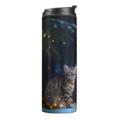 Bengalen Kat Snowy Sleigh Ride Kerstmisdecor Thermosbeker (Gedraaid links)