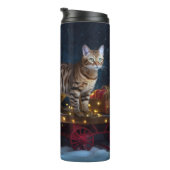 Bengalen Kat Snowy Sleigh Ride Kerstmisdecor Thermosbeker (Geroteerd rechts)