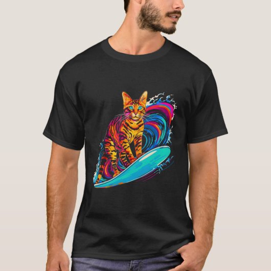 Bengalen kat surfer t-shirt (Voorkant)