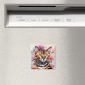Bengalen Kat Waterverf Bloemenkunst Magneet (Insitu (Vaatwasser))