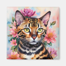 Bengalen Kat Waterverf Bloemenkunst Magneet